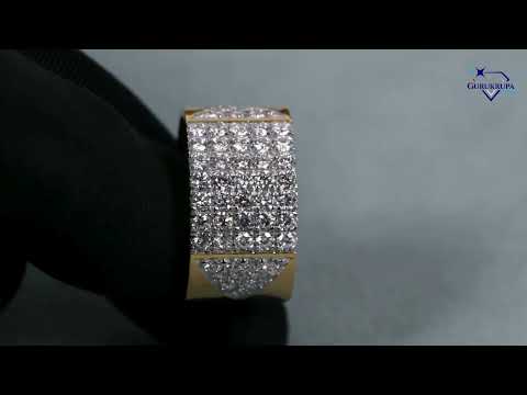 Hip Hop Ring For Men In 14 Kt Yellow Gold Iced Out In Round Cut Lab Grown Diamonds