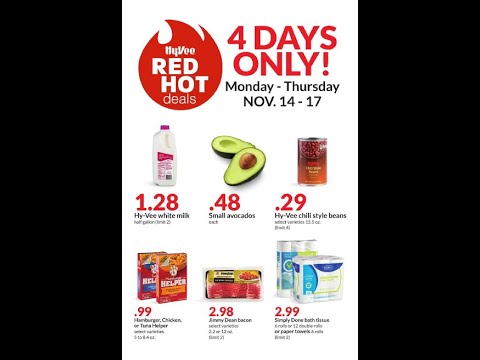 Hy-Vee 4-Days Red Hot Deals Sale Ad Flyer 11.12.2022-11.17.2022 Stock-up Price Prepping Groceries