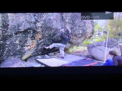 Brazilian climber Fernando Motta climbs Global Warming v9 at Eratica near Lake Tahoe CA