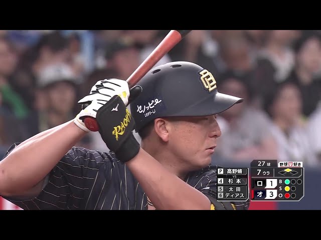 【7回裏】貴重な追加点!! バファローズ・杉本裕太郎 センターへのタイムリーヒットを放つ!! 2025年7月6日 オリックス・バファローズ 対 千葉ロッテマリーンズ