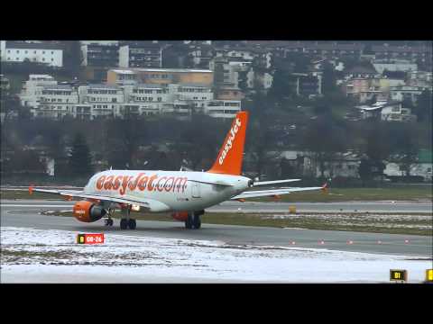 Easyjet A319 full De-Icing, Taxi and start in Innsbruck (HD)