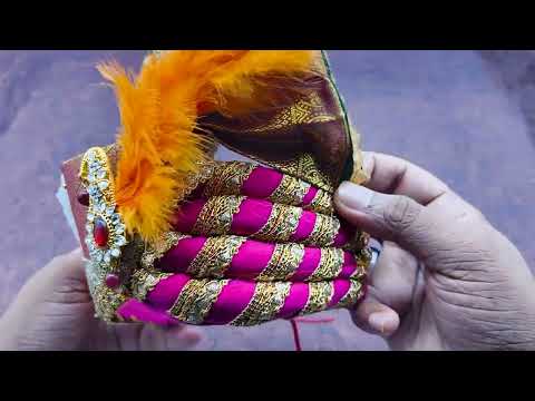 Traditional Royal Ganpati Bappa Paithani Pheta, Pagdi With Moti Latkan  - Fits 20-30 Inch Height Idols video