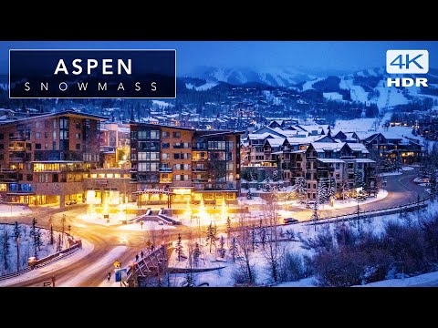 Aspen Snowmass Colorado - Cinematic Walking Tour through Christmas Decorated Ski Town