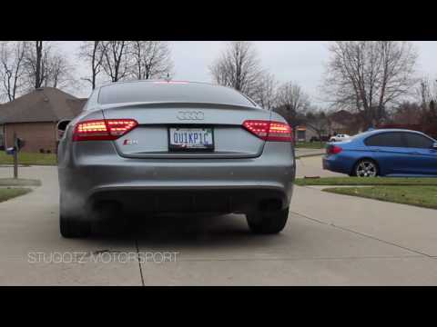 Audi S5 V8 AWE Tuning Track Exhaust Cold Start Rev and Drive