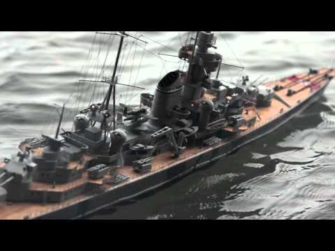 1:144 Scale RC KMS Prinz Eugen Heavy Cruiser in action