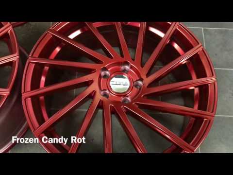 Felgen Pulverbeschichtung FROZEN Candy Rot Blau Lila Gelb pulverbeschichten lackieren Zedda Design