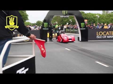 Isle of Man TT - 3 Wheeling 2018 TT Sidecar Race 1 Start 3 June 2