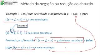 Lógica Proposicional - Método da Negação ou Absurdo