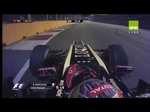 Romain Grosjean onboard crash Singapore GP 2012