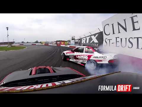Méo Pelchat chasing Jonathan Guitard - Formula Drift Canada Round 6 - Autodrome St-Eustache