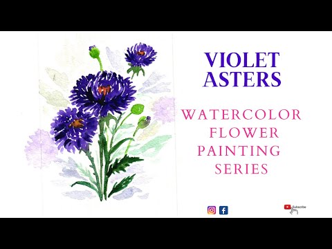 Easy watercolor flower painting series l How I painted Aster flowers | Flower painting step by step