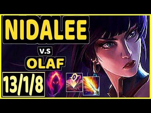 NIDALEE vs OLAF - QUADRAKILL 13/1/8 KDA JUNGLE GAMEPLAY - KR Ranked GRANDMASTER