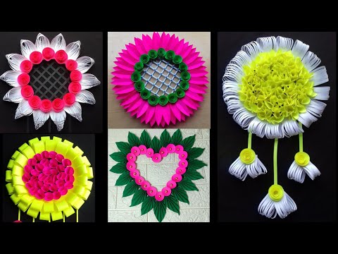 5 Beautiful Paper Flower Wall Hanging Ideas | Easy Wall Decoration Ideas | Paper Crafts
