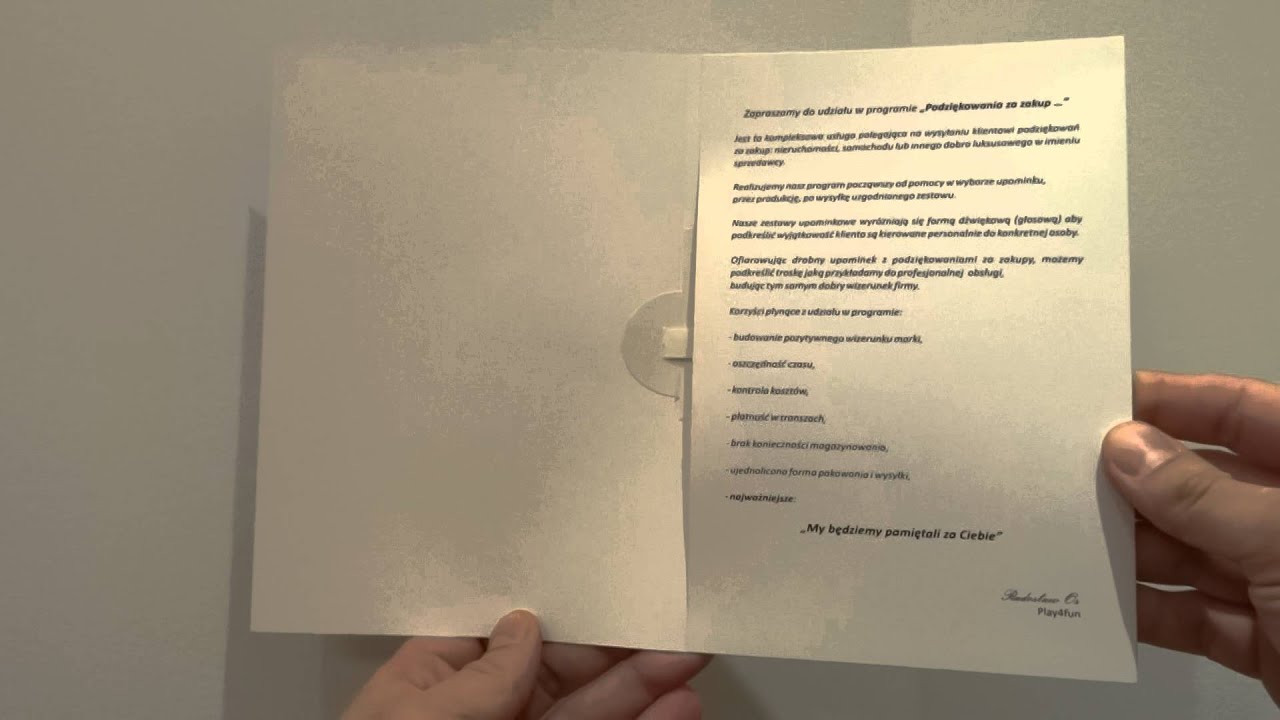 Kartka dźwiękowa Podziękowania za zakup