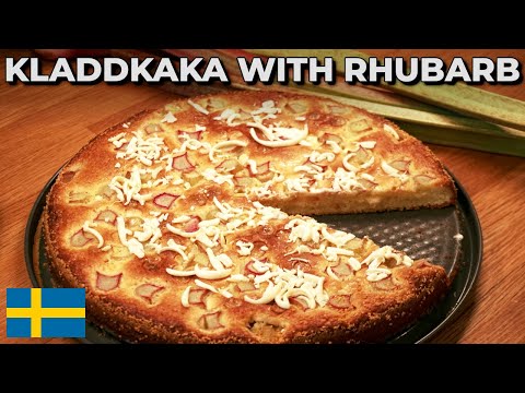 Delicious White Chocolate Kladdkaka with Rhubarb