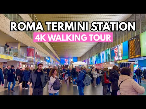 Roma Termini Station 🇮🇹 | 4K Walking Tour | Italy’s Busiest Train Terminal (No Commentary)