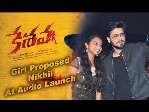 A Girl Proposing Hero Nikhil At Keshava Audio Launch