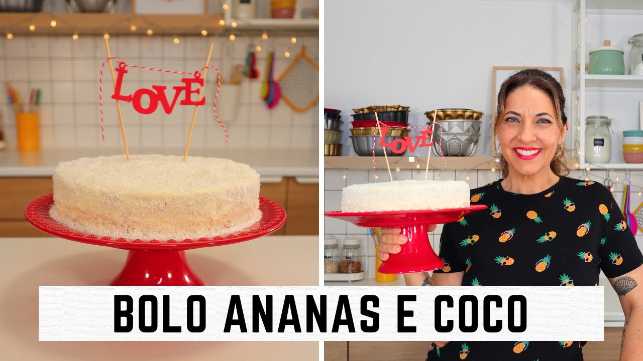 Bolo de aniversário de ananás e coco