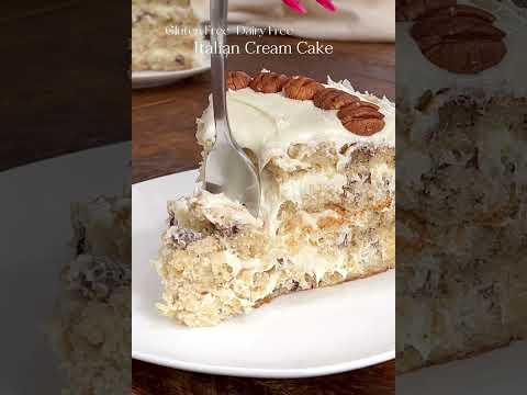 The Best Italian Cream Cake with Creamy Frosting and Crunchy Toppings #cake #recipe #baking