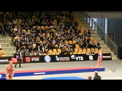 UKR Kateryna Bayeva Prelim 1st Pass 2015 World Champs Tumbling