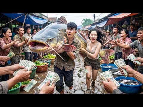 Shocking! Brave Boy Risks His Life Harvesting Giant Catfish to Sell - What Happens Next?