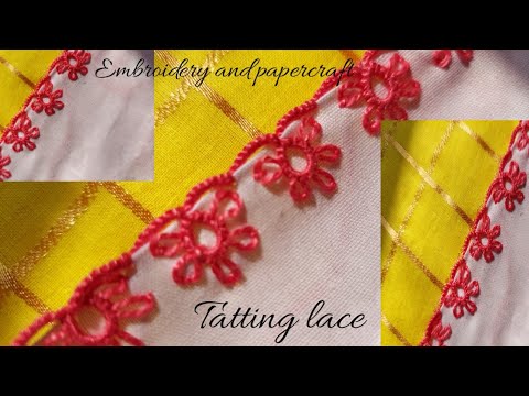 Tatting lace design tutorial|Hand embroidery beautiful tatting lace design|#tatting#lace-121