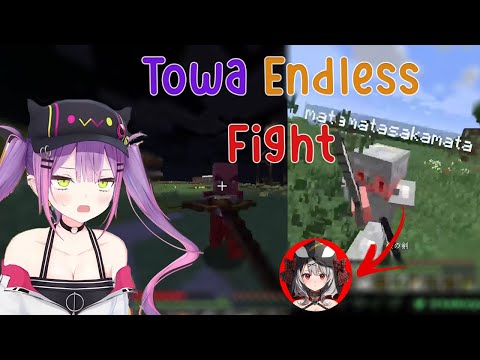 Towa Couldn't Start in New Minecraft Server Peacefully.... Towa VS Chloe and Pillager!!!