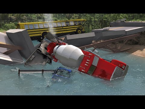 Collapsing Bridge Pileup Crashes 18 | BeamNG.drive