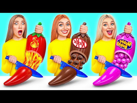 الغذاء الصمغ الغذاء الحقيقي vs الشوكولاته الغذاء التحدي تحديات مضحكة teendo challenge