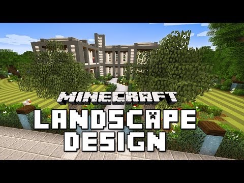 GoodTimesWithScar - Minecraft Tutorial: Garden Landscape with Custom Trees And Lawn  (Modern House Build Ep. 23)