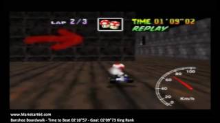 Mario Kart 64 - TIme Trials - Banshee Boardwalk 02'10"48 Elite A [N64 PAL]
