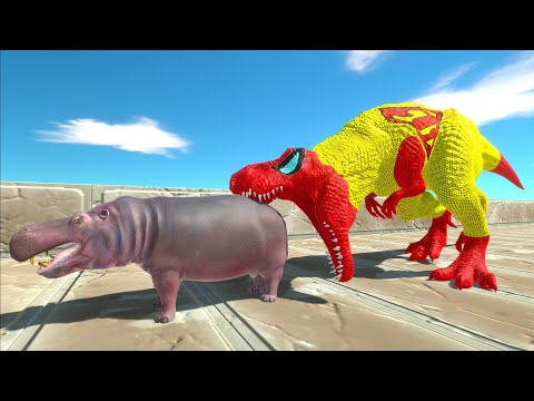 YELLOW SUPERMAN T-REX DEATH CLIMB - Animal Revolt Battle Simulator