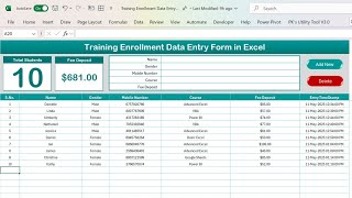 Training Enrollment Data Entry form in Excel VBA | Step by Step Tutorial