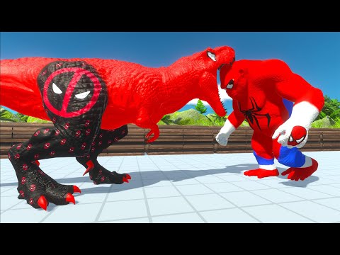 DEADPOOL T-REX vs SUPERMAN MOSASAURUS vs SPIDERMAN GORO DEATH RUN - Aniaml Revolt Battle Simulator