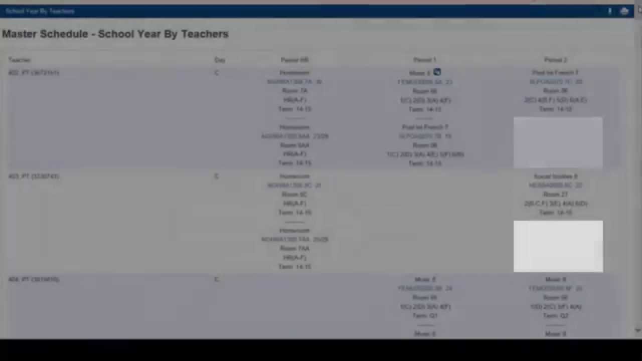 Using the Master Schedule (Middle School)