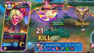 21 KILL 🔥| PERFECT BUILD ONE SHOT FOR PHARSA || BEST BUILD PHARSA - MLBB