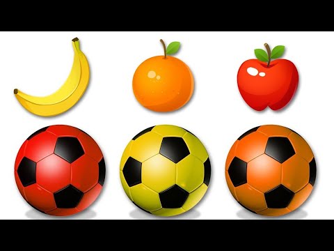 HORA DE APRENDER! Frutas | Aprenda cores com bolas de futebol coloridas @OmNomAprendaPortuguese
