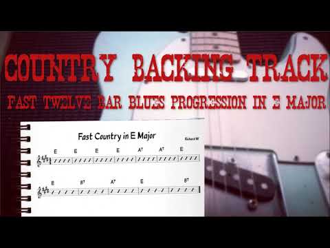 Country Backing Track - Fast 12 bar Blues progression in E major