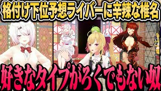【にじ格女】格付け下位予想のライバーに容赦なく偏見をぶつける椎名【椎名唯華/竜胆尊/にじさんじ切り抜き】