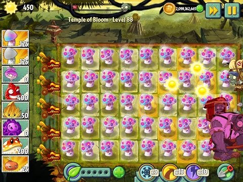Plants vs Zombies 2 : Lost City Temple of Bloom Epic Hack - Level 88 The Hypnoshroom Plantation