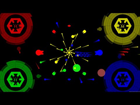 Marble race - 4 teams core destruction 2 - Get cannons in Algodoo