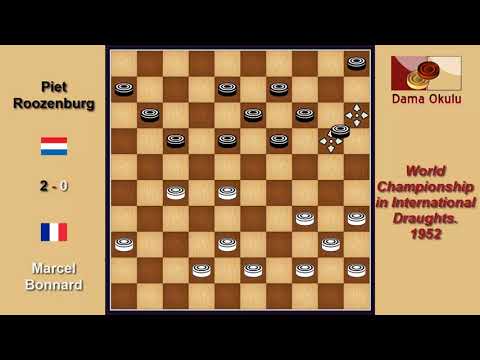 Marcel Bonnard (FRA) - Piet Roozenburg (NLD). Draughts World Championship. 1952.