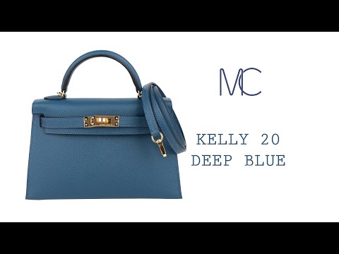 Hermes Kelly 20 Sellier Bag Deep Blue Epsom Leather Gold Hardware • MIGHTYCHIC •