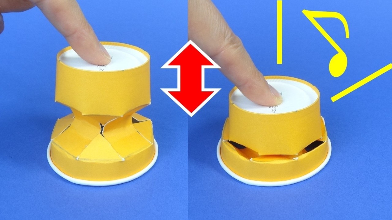 紙コップ工作「かちかちボタン」　Paper Cup Craft "Click Button"