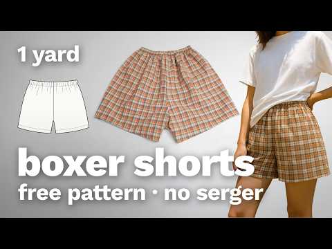 Sew Boxer Shorts with 1 Yard | Free Pattern, No Serger