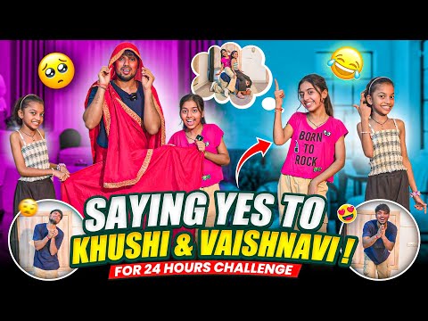 Saying Yes To Khushi & Vaishnavi For 24 Hours 😲 Dono Choti Ne Preshan Kar Dia Abhi Ko 😭