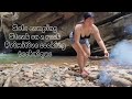 SOLO CAMPING - waterfall bath - Steak On A Rock - Primitive Cooking Technique