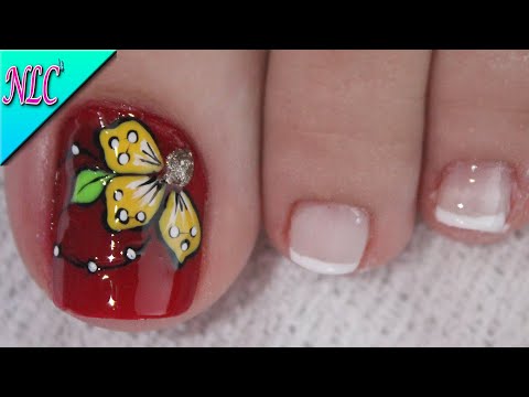 DISEÑO DE UÑAS PARA PIES FLOR Y FRANCÉS PRINCIPIANTES – FLOWERS NAIL ART – FRENCH NAIL ART – NLC