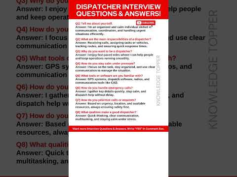 Dispatcher Interview Questions and Answers | Dispatcher Job Interview Questions and Answers