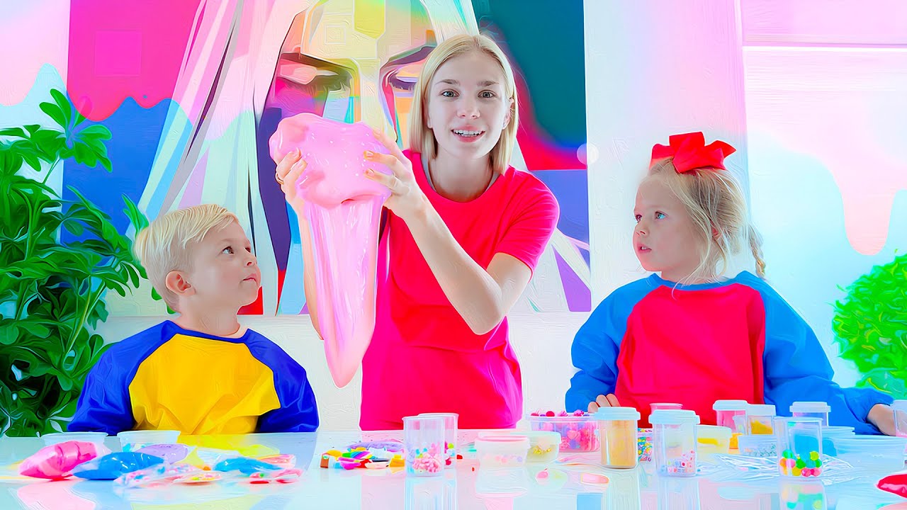 Maggie, Naomi and David Play Giant Slime, Count with SLIME